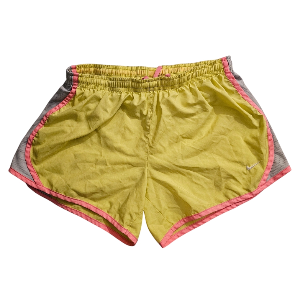 Nike Yellow Athletic Running Shorts with Pink Trim